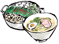 鍋とラーメンを同時に